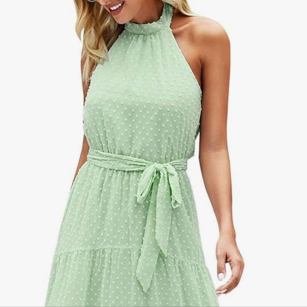 Green Polka Dot Maxi Dress
